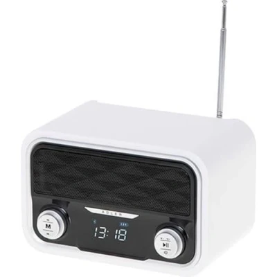 Imagen de Adler AD1185 Radio Bluetooth, Sintonizador FM, Memoria 50 Emisoras, Reproducción MP3, Puerto USB y Tarjeta SD, Inalámbrica, Estilo Moderno, Portátil, Pantalla LCD, Blanco