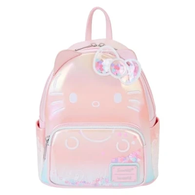 Imagen de Loungefly Sanrio Hello Kitty 50th Anniversary Bolso de hombro transparente y bonito para mujer con doble correa, Multicolor , Talla única, Mini mochila