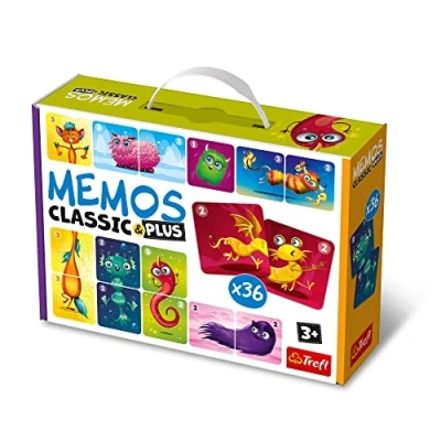 Imagen de Trefl Memos Classic &amp; Plus, Cute Monsters Juego De Memoria Educativo para Niños Pequeños, Encontrar Pares y Triples, Varias Variantes Divertidas, A Partir 3 Años