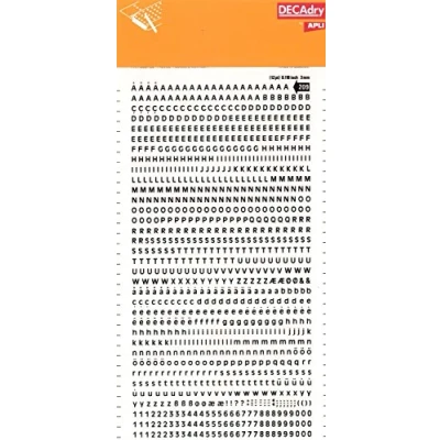 Imagen de APLI SDD209F Letras y números transferibles negros super 3 mm, 997 caracteres