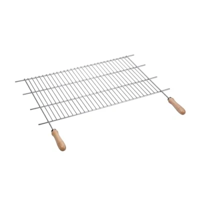 Imagen de Sauvic 02475 Parrilla Barbacoa zincada Recortable, con Mangos de Madera, 80 x 40 cm