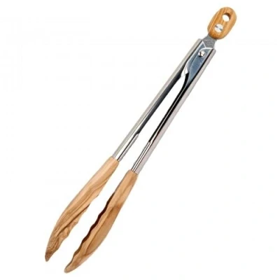 Imagen de Pinzas Madera de Olivo, 30 cm Cocina Madera, Barbacoa Acero Inoxidable con Puntas Profesionales, para Cocinar, Parrilla, Barbacoa, Bufé