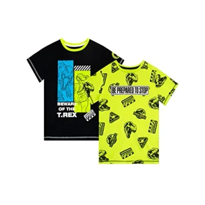 Imagen de Jurassic World Boys Dinosaur 2 Pack Camisetas de Manga Corta para niños Multicolor 8 9 años