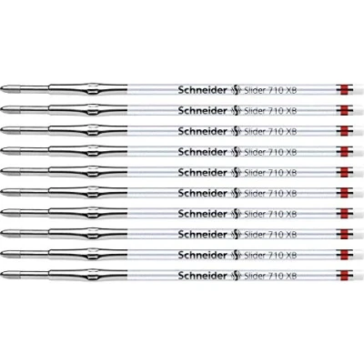 Imagen de Schneider 171002 Slider 710 Recambio para bolígrafo (tecnología ViscoGlide, ancho de trazo XB) 10 unidades, color rojo