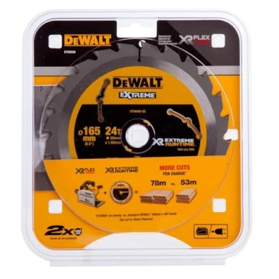 Imagen de DeWalt DT99560 QZ Hojas para Sierra Circular portátil XR Extreme RUNTIME 165mm x 20mm 24D 10, 0 W, V, Negro/Amarillo, 165/20mm 24WZ/FZ