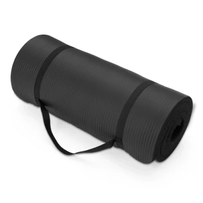 Imagen de Amazon Basics Esterilla de yoga extragruesa 2.5 cm con correa transporte, Negro