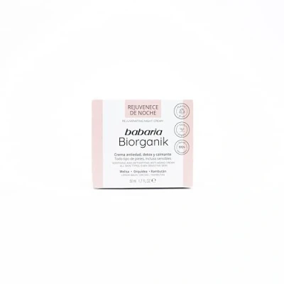 Imagen de Babaria Biorganik Crema Facial de Noche 50 ml Antiedad Vegana y Plastic Free Mujeres Hombres Hidratante Calmante Para Todo Tipo Pieles, Especialmente Sensibles