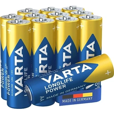 Imagen de Varta pila Longlife Power AA Mignon LR06 (paquete de 12 unidades), alcalina para juguetes, linternas, mandos y otros aparatos que funcionan con pilas, azul