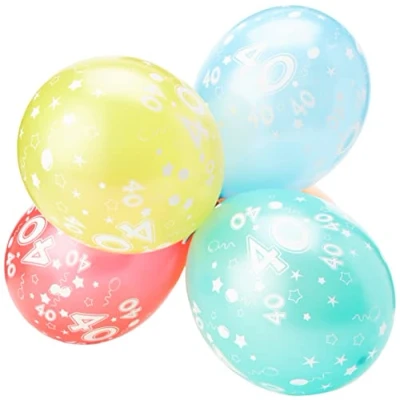 Imagen de Folat 40 Año Helio Adecuado Metálico Globos para Fiesta Decoración Multicolor 12In/30cm 5 piezas