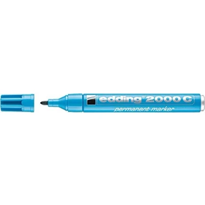 Imagen de edding 2000 C marcador permanente azul claro 1 rotulador punta redonda 1,5 3mm indeleble de secado rápido resistente al agua y a los borrones cartón, plástico, madera, metal universal