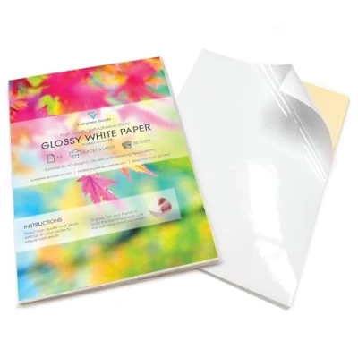 Imagen de Evergreen Goods 100 Hojas de Papel Autoadhesivo Blanco Brillante A4, Personalizable para Impresoras Inyección Tinta y Láser, Adhesivas Proyecto Arte, Manualidades Etiquetas