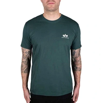 Imagen de ALPHA INDUSTRIES Basic T Small Logo Camiseta, Verde (Navy Green 610), L para Hombre