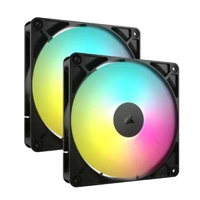 Imagen de CORSAIR RS140 ARGB 140 mm PWM Ventiladores Conexión en Cadena Bajo Nivel de Ruido Rodamiento Cúpula Magnética Paquete Doble Negro