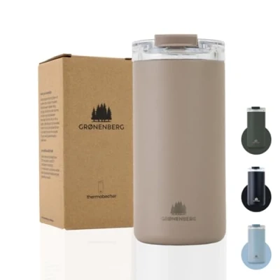 Imagen de Groenenberg Taza termo cafe 473ml para llevar 100% a prueba De fugas Caliente al menos 4 horas acero inoxidable reciclado