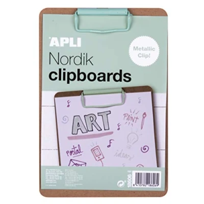 Imagen de APLI 18606 Clipboard Portapapeles madera A5 clip verde Nordik Collection