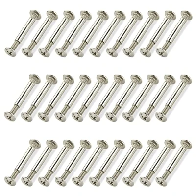 Imagen de HAOBIN 30 Piezas De M4 Conector Armario Tornillos ConexióN Armarios Para Muebles Tornillo UnióN Con Taco FijacióN Ideal Conectar