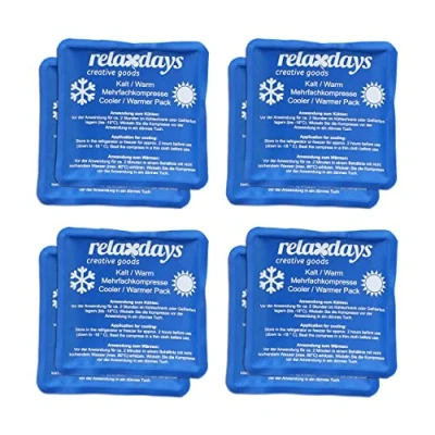 Imagen de Relaxdays Bolsas Gel, Set de 8, Compresas Frío Calor, 11 x cm, Primeros Auxilios, Bolsitas Reutilizables, Azul