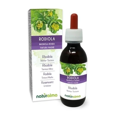 Imagen de Rodiola (Rhodiola rosea o Sedum roseum) raíces Tintura Madre sin alcohol Naturalma Extracto líquido gotas 120 ml Complemento alimenticio Vegano