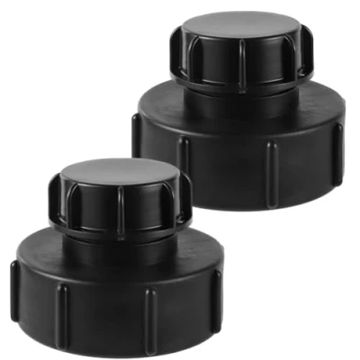Imagen de FOGWOWO IBC adaptador para depósito IBC, 2 unidades S100 x 8 reducir rosca gruesa S60 6 con tapa de extremo, manguera jardín tanque agua