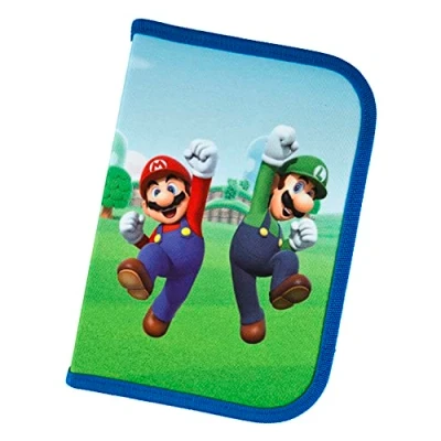 Imagen de Scooli Estuche Escolar Relleno de Super Mario Completo con lápices Todo en uno Práctico para el Colegio niños a Partir 6 años