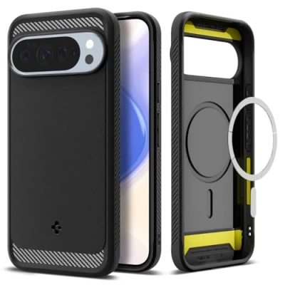 Imagen de Spigen Funda Rugged Armor MagFit para Google Pixel 10/10 Pro Compatible con Pixelsnap y MagSafe Negro Mate