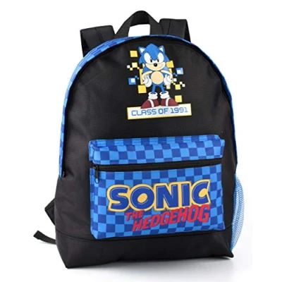 Imagen de SONIC THE HEDGEHOG Mochila para niños escolar con compartimentos espaciosos estilo retro de jugador Mejora tu día diversión juegos Diseñada un uso cómodo