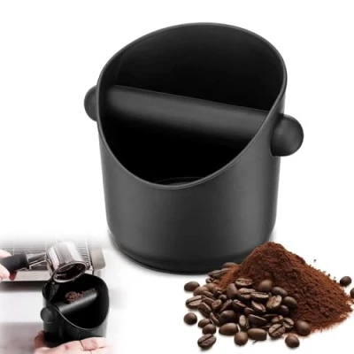 Imagen de yotutun Caja para Posos de Café, Coffee Knock Box Cafe Cajon Café Barista Absorbente Golpes con Barra Golpe Cocina Restaurante Cafetería