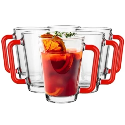 Imagen de Glasmark Juego de 6 Tazas Laura 250 ml, Oreja roja.