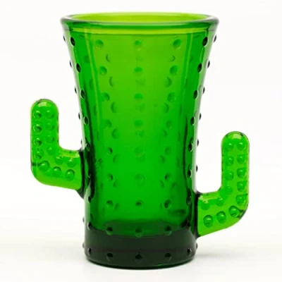 Imagen de CKB LTD Juego de 4 vasos chupito tequila cactus 50 ml, vaso cristal color verde