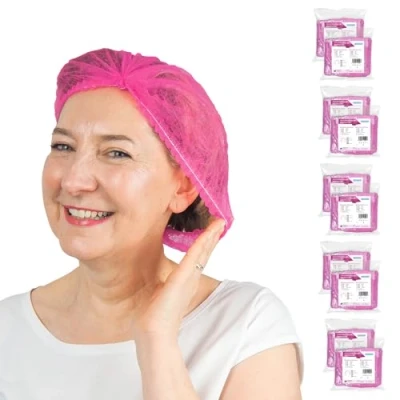 Imagen de ARNOMED gorros desechables rosa para el pelo, gorro desechable 200 uds. cocina y dentista, 52 cm, quirofano quirurgicos desechables, sanitarios, hombre/mujer