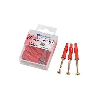 Imagen de Metafranc 952900 Surtido de Tacos y Tornillos (24 Piezas, para Materiales construcción Completa, universales, Multiusos, expansión, Huecos, Juego fijación), Ø 6 mm