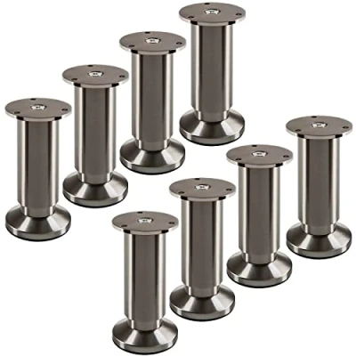 Imagen de SOTECH 8 pies de mueble TERRA altura 120 mm aspecto acero inoxidable cepillado regulables en hasta máx. 15 mm, cargables 250 kg/por pie