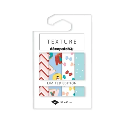Imagen de Clairefontaine ES Décopatch TD875C Noel Mesh Xmas Bolsa de 4 hojas a juego papel impreso Efecto Foil Dorado en caliente metalizado Modernizar DIY y ocio creativo 30 x 40 cm