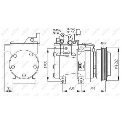 Imagen de NRF 32200G compresor de Aire Acondicionado HCC HS15 12 PAG 46 con aceite HYUNDAI: Matrix, Santa Fe I, Coupe II