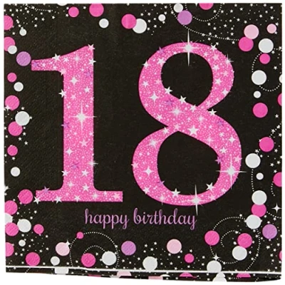 Imagen de Amscan Servilletas Sparkling Celebrations Pink 33 x33 cm 16 piezas número 18, color pink, (9900579)