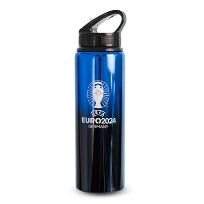 Imagen de Hy Pro Euro 2024 botella de aluminio 750 ml, licencia oficial, diseño estadio, pajita plegable integrada, ligera, 0,75 L, a prueba fugas, agua, reutilizable