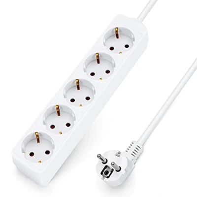 Imagen de Aigostar Regleta alargador de 5 enchufes con Cable Metros,Color Blanco