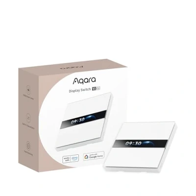 Imagen de Aqara Interruptor con Pantalla V1 UE (4 Elementos 2 Canales Neutro), Inteligente LCD, Compatible Apple Home, Alexa y Google requiere un Hub Zigbee