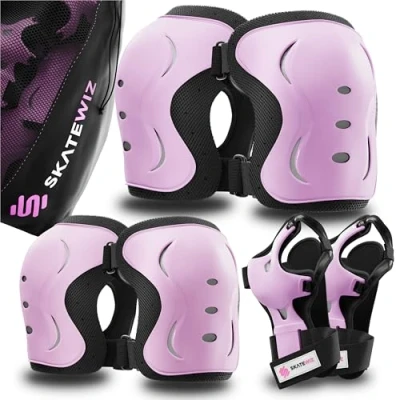 Imagen de SKATEWIZ Rodilleras Patines Adulto Skate, Protecciones Adulto, y Coderas, De Hielo Impact Talla L Rosa Negro