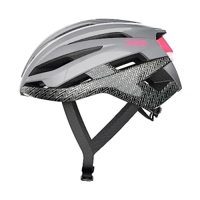 Imagen de ABUS StormChaser Casco de bicicleta ligero y cómodo Para ciclismo deportivo profesional hombre mujer Gris / Rosa, talla L