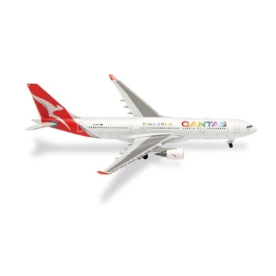 Imagen de Herpa Miniatura del avión Qantas Airbus A330 200 Pride is in The Air VH EBL, Escala 1/500, Modelo prefabricado, maqueta de colleción, modelismo, Avion sin Soporte, Figura Metal