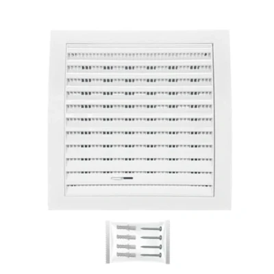 Imagen de H&amp;C VENT Rejilla Ventilación de 190 x 190mm con Conector │ Extractor Baño Cocina Aire Acondicionado Conductos Ventilador Tubo Cubiertas Ventilacion cierre regulable y Mosquitera