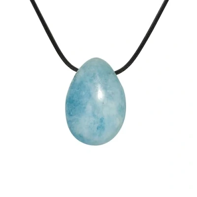 Imagen de PURAJA colgante de piedra preciosa hecha natural genuina: Aguamarina collar cristal con gota incl. banda cordón fino curativa premium