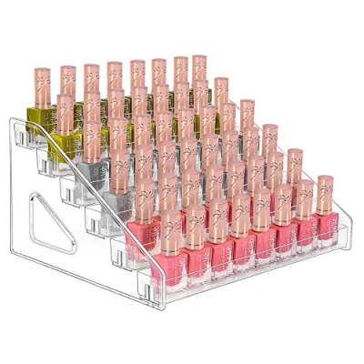 Imagen de JessLab Organizador de Esmaltes Uñas, 6 Nivel Transparente Acrílico Estante Uñas Soporte Aceites Esenciales Vitrina Cosmética Maquillaje para Encimera Tocador Baño
