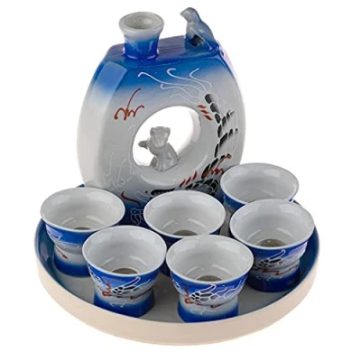 Imagen de lachineuse Servicio DE Sake ASIÁTICO Tradicional, Porcelana, Tradi Azul, 13,5 cm