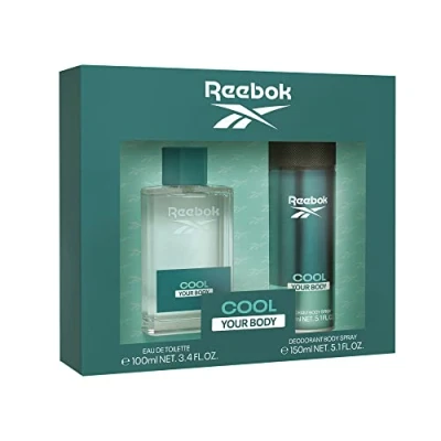 Imagen de Reebok Cool Your Body Estuche Regalo Perfumes Hombre Pack de 2 Piezas Eau Toilette 100ml y Desodorante Spray 150ml con Vaporizador Set Fragancia Masculina, Fresca Amaderada Colonia