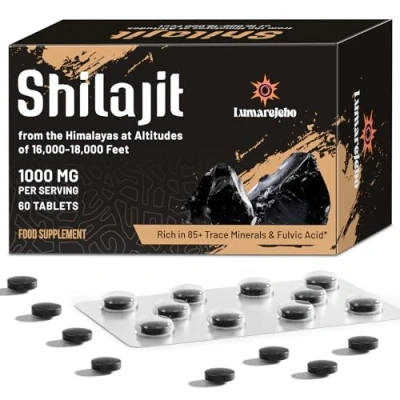 Imagen de Shilajit Tabletas, 30.000 mg de Puro del Himalaya en Dosis Altas, Rico 60% Ácido Fúlvico y Más 85 Minerales, Extracto 10:1, Práctico que la Forma Resina (60 Tabletas)