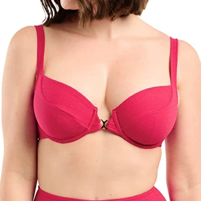 Imagen de Sans Complexe Bain Glamourous Textured Bikini Top, Cerise, 100D Women&#039;s