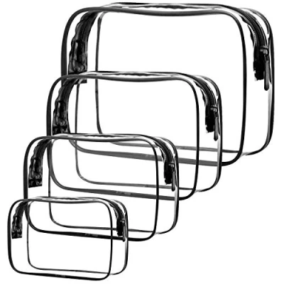 Imagen de Bolsas de Aseo Transparente 4 Pz PVC Neceser para Mujer, Impermeable Organizador Viaje, Neceseres Bolso Maquillaje Cosmético