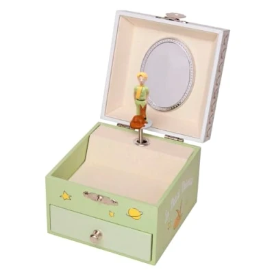 Imagen de Trousselier Joyero musical, caja para tesoros, de El principito Saint Exupéry, niños, fosforescente, brillante por La noche, música Valse d&#039;Amélie Poulain, color verde